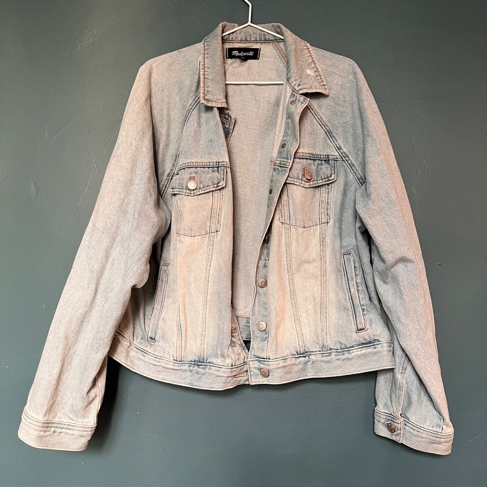 Madewell The Raglan Oversized Jean Jacket in Bristol Wash XXL light denim